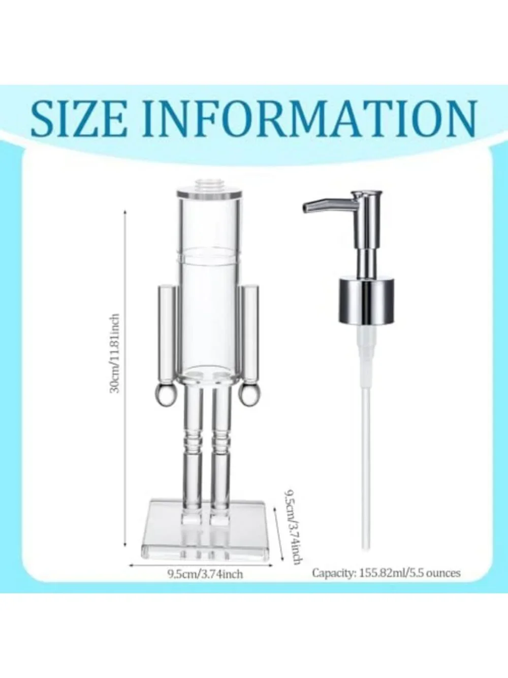 2 Pcs Christmas Soap Dispenser Set - Clear Acrylic Nutcracker Pump for Holiday